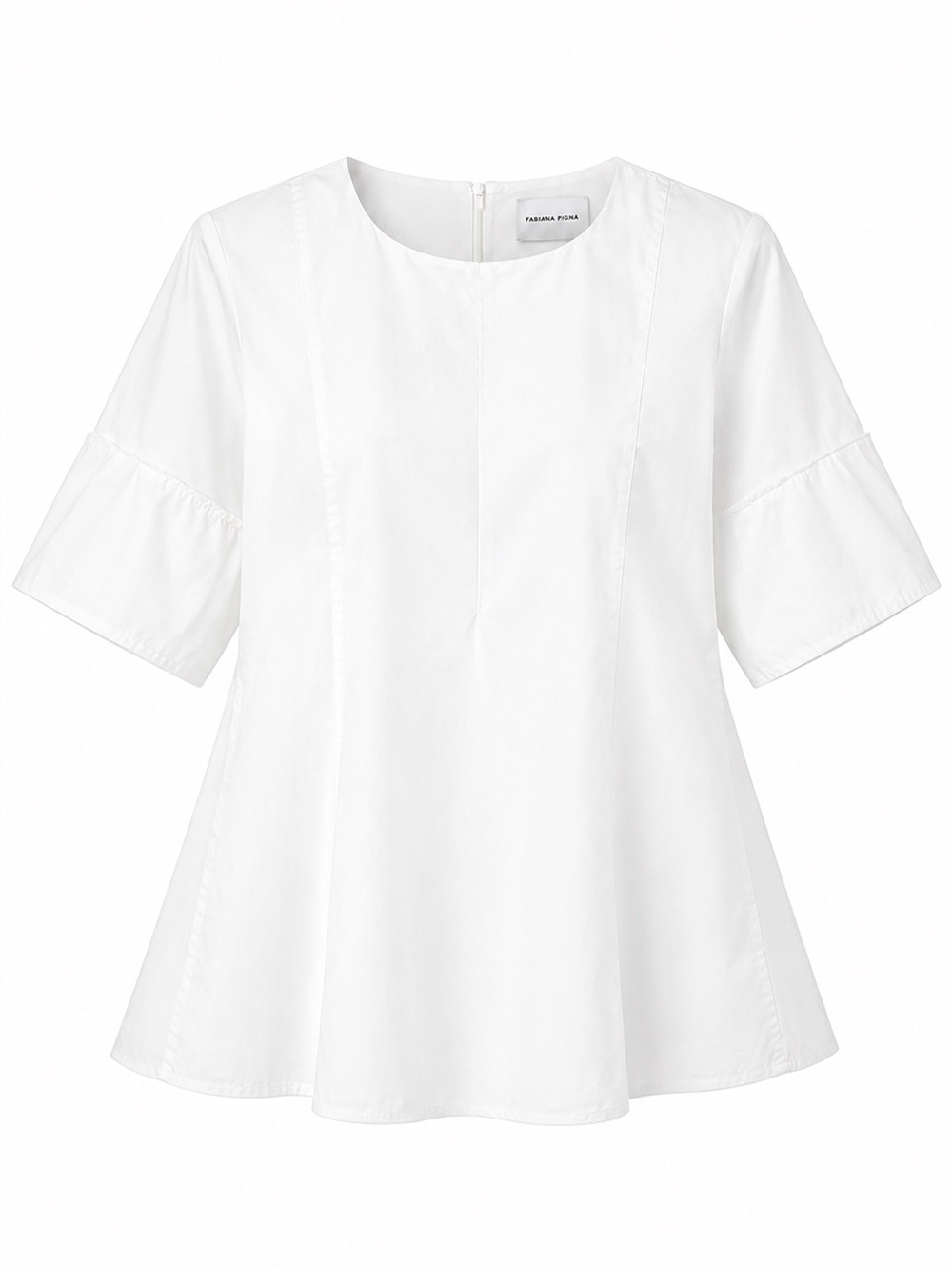 Fabiana Pigna White Cotton Poplin Short Sleeve Blouse Top Small